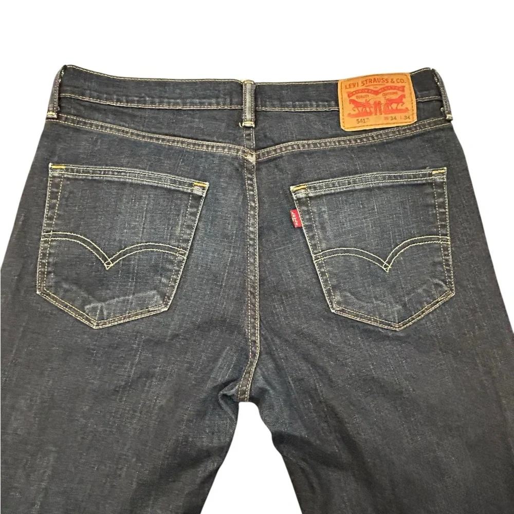 Levi's 541 Men's Indigo Straight Leg Jeans 34/34‎ Dark Wash Athletic Fit Denim